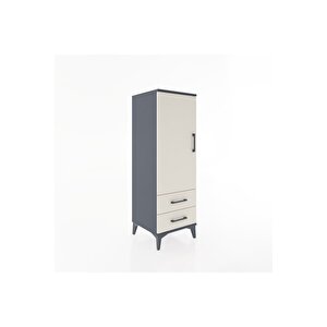 Hyperion Dolap 3 Raflı 2 Çekmeceli Tek Kapaklı 44x44x134 Antrasit-aytaşı