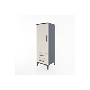 Hyperion Dolap 3 Raflı 2 Çekmeceli Tek Kapaklı 44x44x134 Antrasit-aytaşı