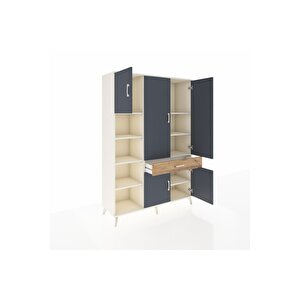 Hyperion Dolap 8 Raflı Tek Çekmeceli 5 Kapaklı 132x44x195 Aytaşı-antrasit/çam