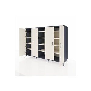 Kronos Dolap 12 Raflı 4 Kapaklı 220x59x163 Antrasit-aytaşı