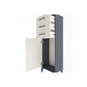 Arges Dolap 3 Çekmeceli Tek Kapaklı 44x30x134 Antrasit-aytaşı