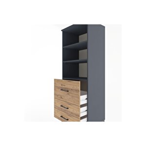 Hyperion Dolap 3 Raflı 3 Çekmeceli 60x44x163 Antrasit-çam