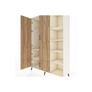 Hyperion Dolap 6 Raflı 4 Kapaklı Tek Askılı 132x44x195 Aytaşı-çam/aytaşı