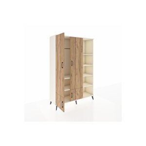 Hyperion Dolap 6 Raflı 4 Kapaklı Tek Askılı 132x44x195 Aytaşı-çam/aytaşı