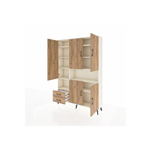 Arges Gardrop 10 Raflı 2 Çekmeceli 5 Kapaklı 132x30x195 Aytaşı-çam