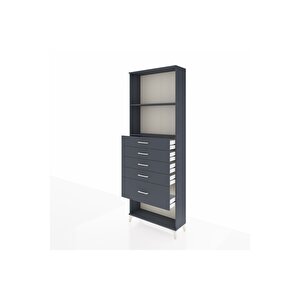 Arges Dolap 2 Raflı 5 Çekmeceli 88x30x243 Antrasit-antrasit