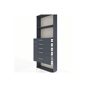 Arges Dolap 2 Raflı 5 Çekmeceli 88x30x243 Antrasit-antrasit