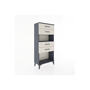 Hyperion Dolap Tek Raflı 4 Çekmeceli 60x44x134 Antrasit-aytaşı