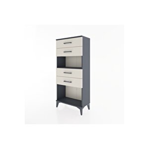 Hyperion Dolap Tek Raflı 4 Çekmeceli 60x44x134 Antrasit-aytaşı