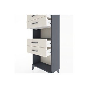 Hyperion Dolap Tek Raflı 4 Çekmeceli 60x44x134 Antrasit-aytaşı