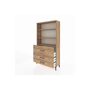 Arges Dolap 3 Raflı 3 Çekmeceli 88x30x163 Çam-çam
