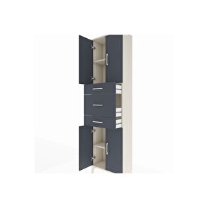 Arges Dolap 3 Raflı 3 Çekmeceli 4 Kapaklı 60x30x221 Aytaşı-antrasit