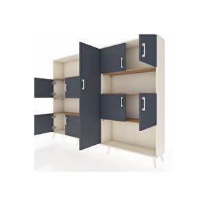 Arges Dolap 10 Raflı 9 Kapaklı 220x30x163 Aytaşı-antrasit/çam