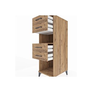 Kronos Dolap Tek Raflı 4 Çekmeceli 44x59x134 Çam-çam
