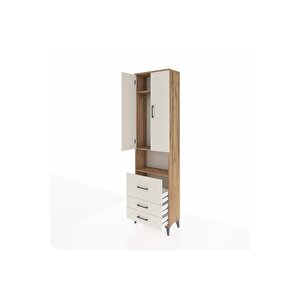 Arges Dolap 3 Raflı 3 Çekmeceli Tek Askılı 60x30x221 Çam-aytaşı