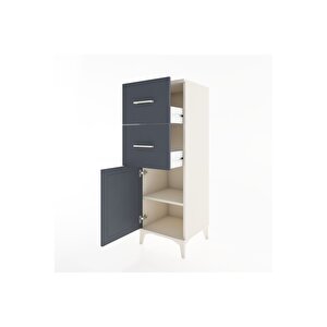 Hyperion Dolap Tek Raflı 2 Çekmeceli Tek Kapaklı 44x44x134 Aytaşı-antrasit