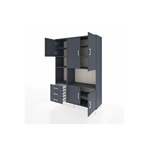 Hyperion Gardrop 9 Raflı 3 Çekmeceli 5 Kapaklı 132x44x195 Antrasit-antrasit