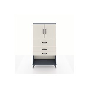 Arges Dolap 2 Raflı 3 Çekmeceli 2 Kapaklı 88x30x163 Antrasit-aytaşı