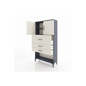 Arges Dolap 2 Raflı 3 Çekmeceli 2 Kapaklı 88x30x163 Antrasit-aytaşı
