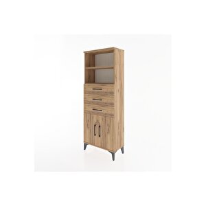 Arges Dolap 3 Raflı 3 Çekmeceli 2 Kapaklı 60x30x163 Çam-çam