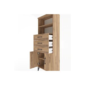 Arges Dolap 3 Raflı 3 Çekmeceli 2 Kapaklı 60x30x163 Çam-çam