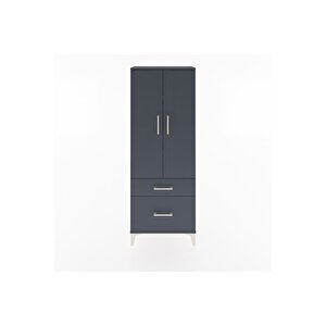 Arges Dolap 3 Raflı 2 Çekmeceli 2 Kapaklı 60x30x163 Antrasit-antrasit