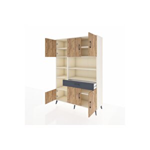 Hyperion Dolap 10 Raflı Tek Çekmeceli 6 Kapaklı 132x44x195 Aytaşı-çam/antrasit