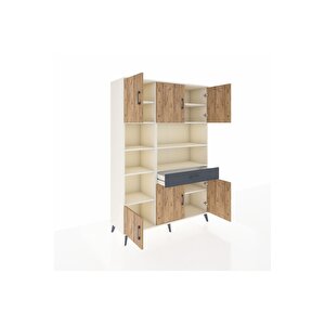 Hyperion Dolap 10 Raflı Tek Çekmeceli 6 Kapaklı 132x44x195 Aytaşı-çam/antrasit