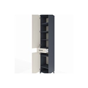 Hyperion Dolap 6 Raflı Tek Çekmeceli 2 Kapaklı 44x44x243 Antrasit-aytaşı