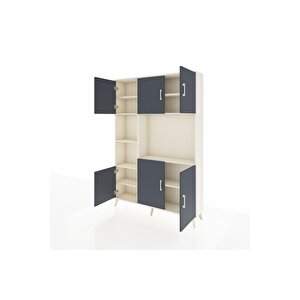 Arges Dolap 9 Raflı 6 Kapaklı 132x30x195 Aytaşı-antrasit/aytaşı