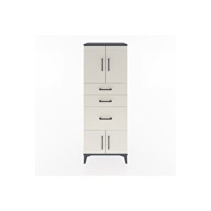 Hyperion Dolap 2 Raflı 3 Çekmeceli 4 Kapaklı 60x44x163 Antrasit-aytaşı