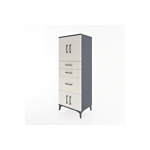 Hyperion Dolap 2 Raflı 3 Çekmeceli 4 Kapaklı 60x44x163 Antrasit-aytaşı