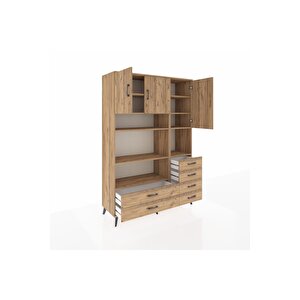 Hyperion Gardrop 9 Raflı 6 Çekmeceli 3 Kapaklı 132x44x195 Çam-çam