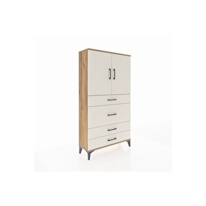 Arges Dolap 3 Raflı 4 Çekmeceli 2 Kapaklı 88x30x163 Çam-aytaşı