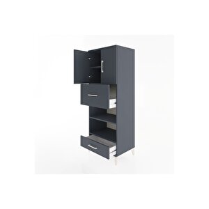 Hyperion Dolap 4 Raflı 2 Çekmeceli 2 Kapaklı 60x44x163 Antrasit-antrasit