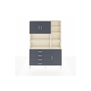 Arges Gardrop 9 Raflı 4 Çekmeceli 3 Kapaklı 132x30x195 Aytaşı-antrasit