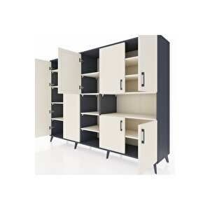 Hyperion Dolap 13 Raflı 7 Kapaklı 220x44x163 Antrasit-aytaşı