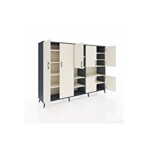 Hyperion Dolap 13 Raflı 7 Kapaklı 220x44x163 Antrasit-aytaşı