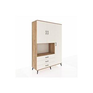 Hyperion Gardrop 7 Raflı 3 Çekmeceli 3 Kapaklı 132x44x195 Çam-aytaşı