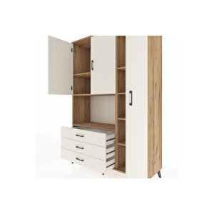 Hyperion Gardrop 7 Raflı 3 Çekmeceli 3 Kapaklı 132x44x195 Çam-aytaşı