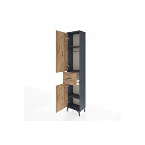 Arges Dolap 3 Raflı Tek Çekmeceli Tek Askılı 44x30x221 Antrasit-çam