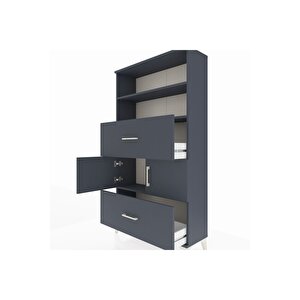 Arges Dolap 3 Raflı 2 Çekmeceli 2 Kapaklı 88x30x163 Antrasit-antrasit