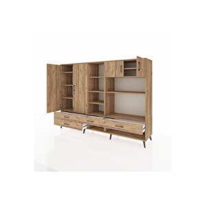 Hyperion Dolap 12 Raflı 4 Çekmeceli 4 Kapaklı 220x44x163 Çam-çam