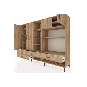 Hyperion Dolap 12 Raflı 4 Çekmeceli 4 Kapaklı 220x44x163 Çam-çam