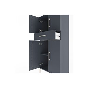 Arges Dolap 2 Raflı Tek Çekmeceli 4 Kapaklı 60x30x134 Antrasit-antrasit