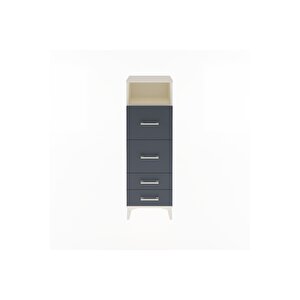 Arges Dolap Tek Raflı 4 Çekmeceli 44x30x134 Aytaşı-antrasit