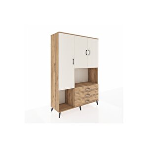 Hyperion Dolap 6 Raflı 3 Çekmeceli 3 Kapaklı 132x44x195 Çam-aytaşı/çam