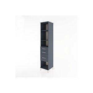 Hyperion Dolap 3 Raflı 3 Çekmeceli 44x44x221 Antrasit-antrasit