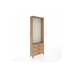 Arges Dolap Tek Raflı 3 Çekmeceli Tek Askılı 88x30x243 Çam-çam