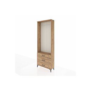 Arges Dolap Tek Raflı 3 Çekmeceli Tek Askılı 88x30x243 Çam-çam
